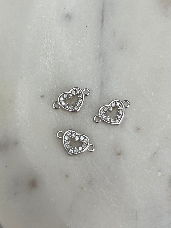 Sterling Silver Crystal heart connector