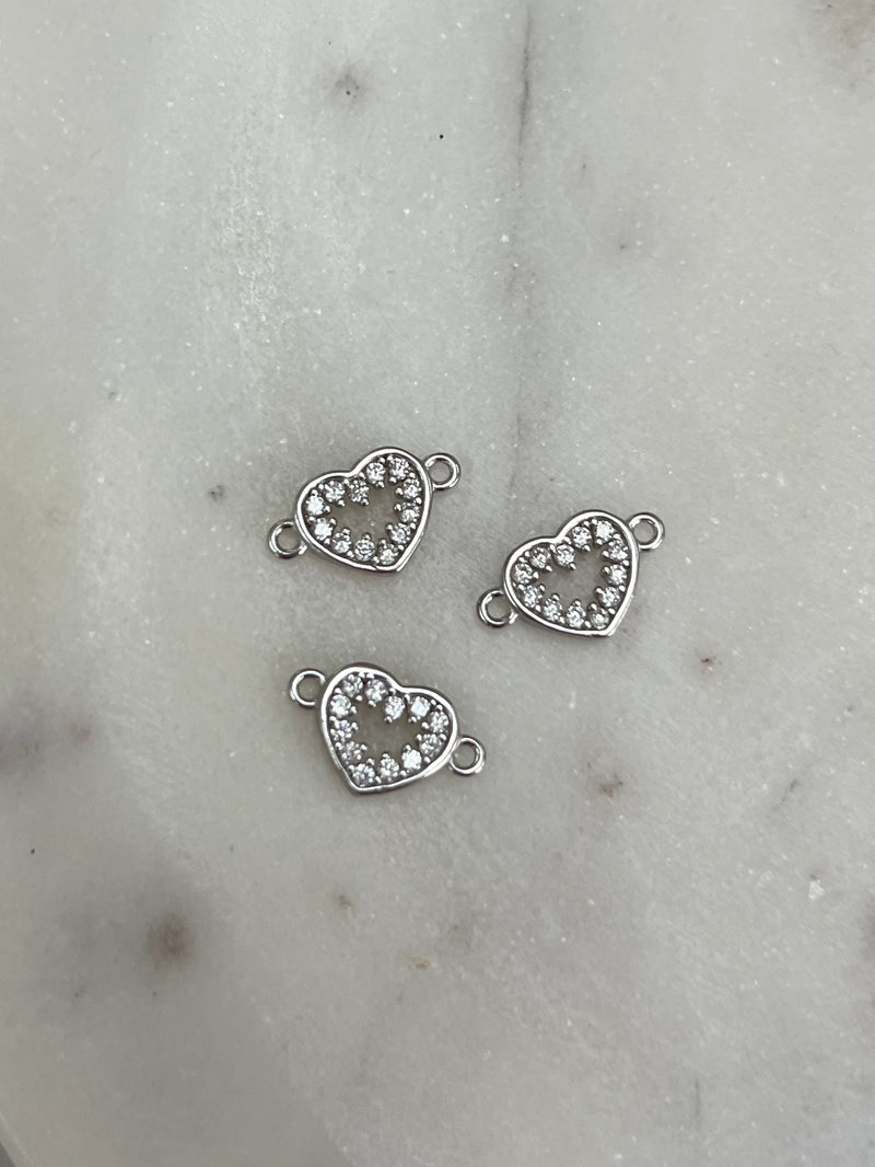 Sterling Silver Crystal heart connector