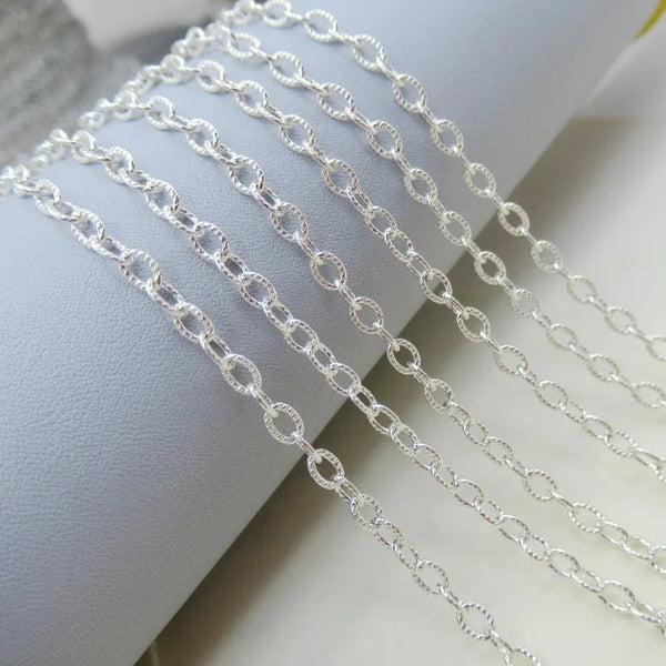 *NEW* Oval textured silver chain (1 METRE)