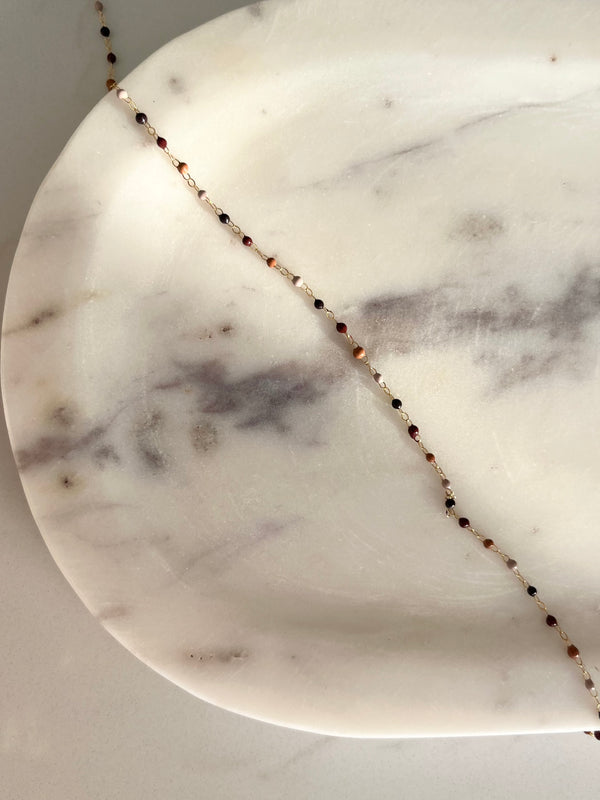 1.5mm Coffee Bean Enamel Cable chain (sterling silver and gold filled)