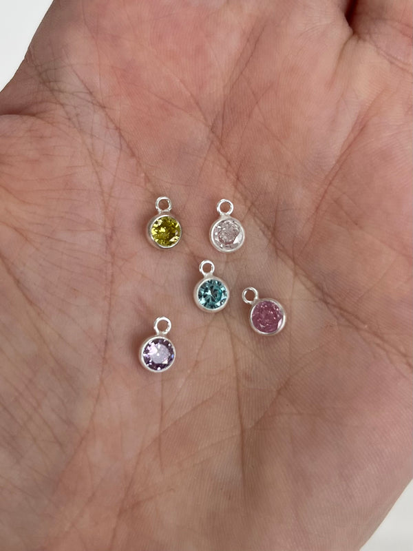 *NEW* 4mm sterling silver Hanging Charm (all birthstones)