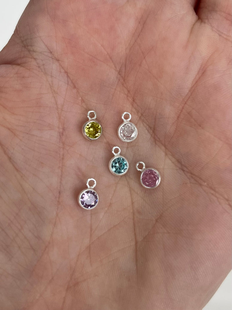 4mm sterling silver Hanging Charm (all birthstones)