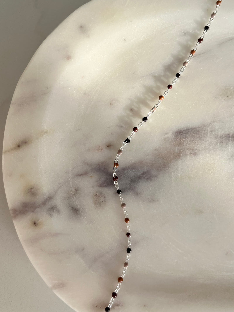 1.5mm Coffee Bean Enamel Cable chain (sterling silver and gold filled)