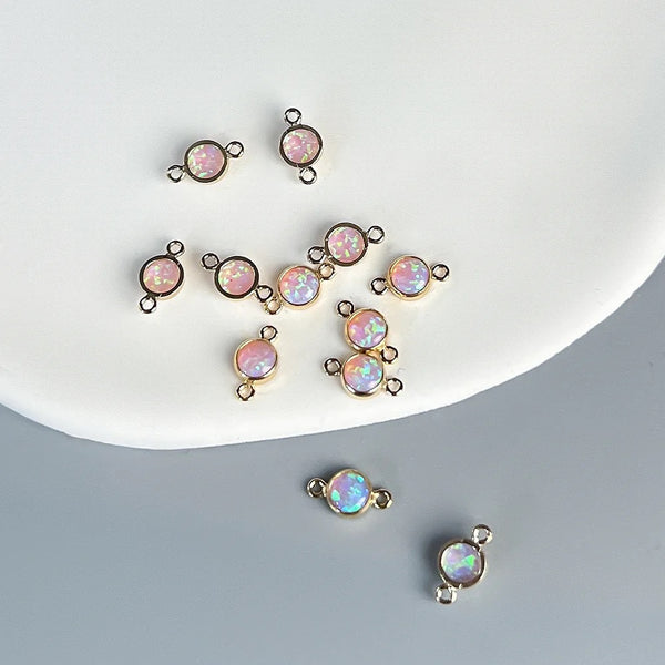 *NEW* Luxury 4mm Gold Filled PINK Opal Charm connector