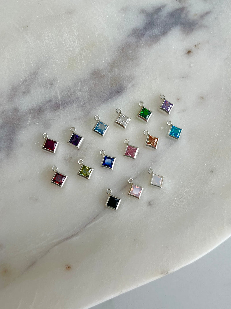 *NEW* 4mm sterling silver Diamond hanging charm (all birthstones)