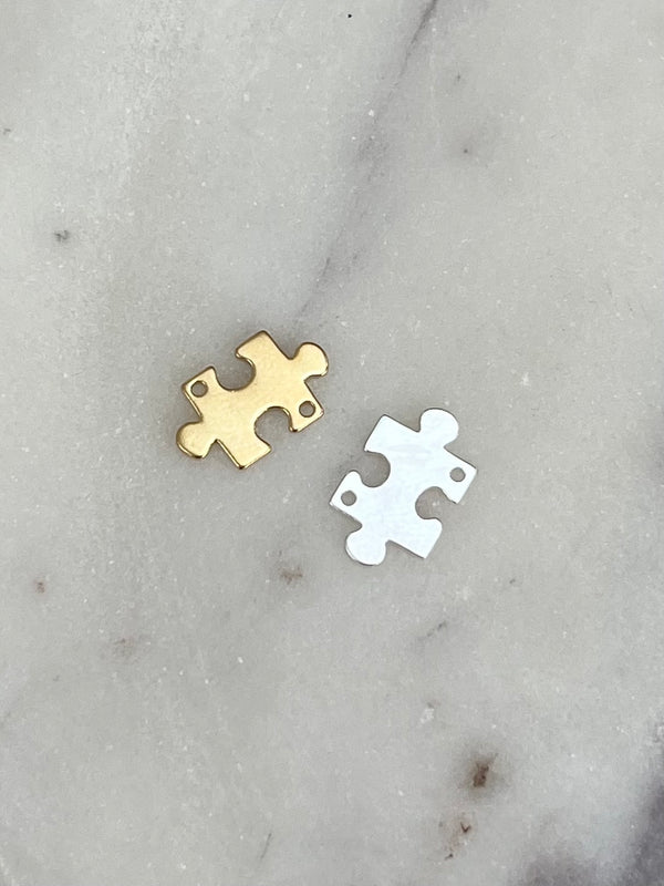 Sterling Silver and gold puzzle connectors