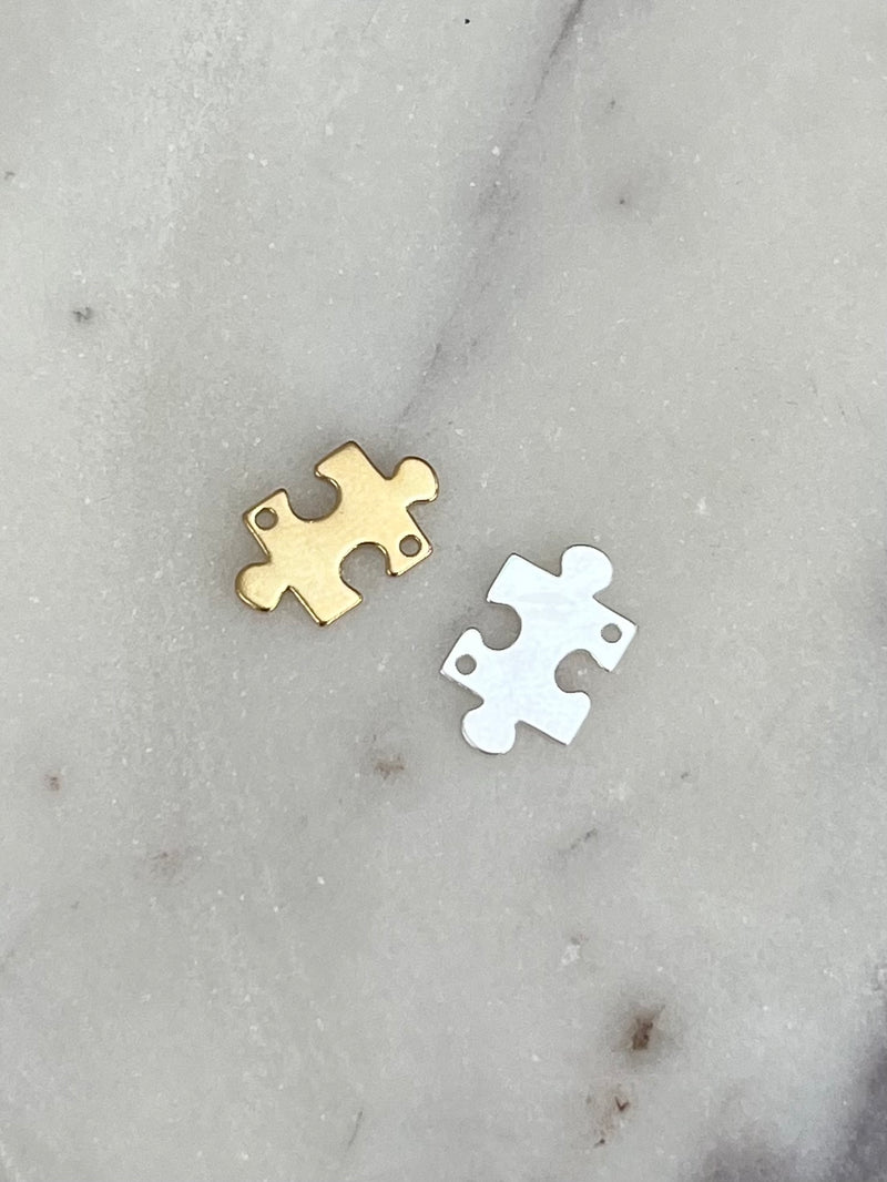 Sterling Silver and gold puzzle connectors