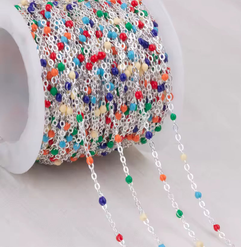 1.5mm iris Enamel Cable chain (sterling silver and gold filled)