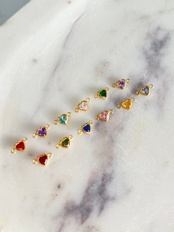 *NEW* 4mm Heart connector birthstone charms charm