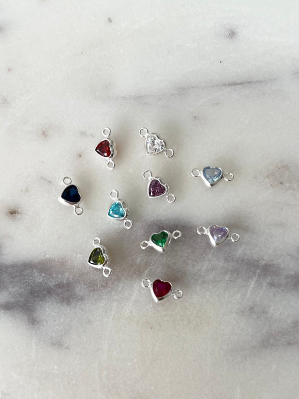*NEW* 4mm Heart connector birthstone charms charm
