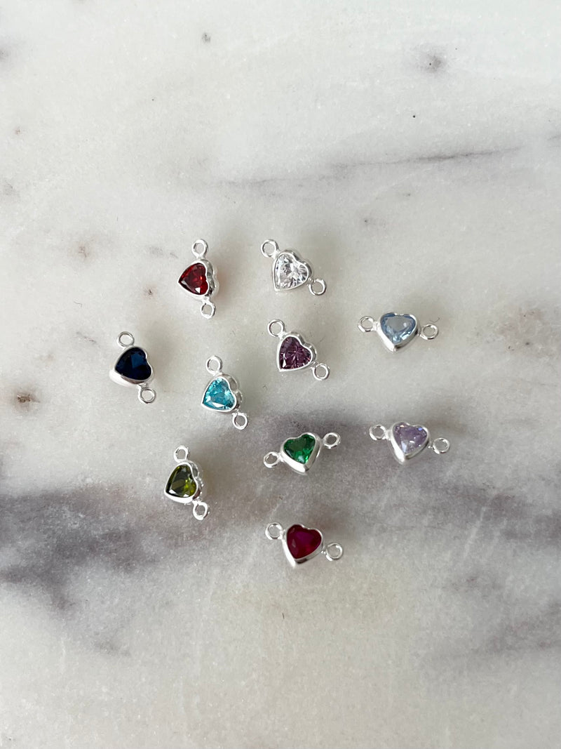 *NEW* 4mm Heart connector birthstone charms charm