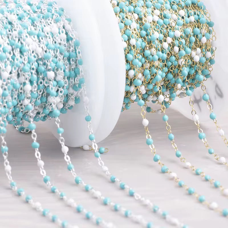 1.5mm Bubblegum Enamel Cable chain (sterling silver and gold filled)