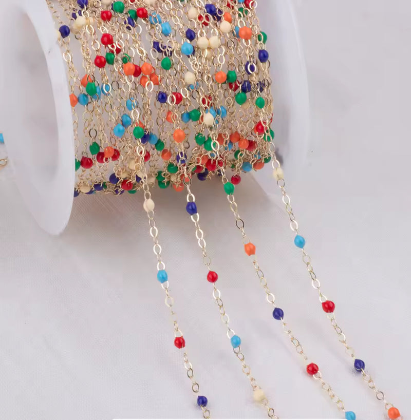 1.5mm iris Enamel Cable chain (sterling silver and gold filled)