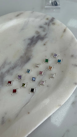 *NEW* 4mm sterling silver Diamond Connector charm (all birthstones)