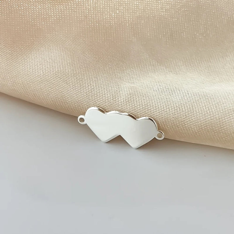 *NEW* double heart sterling silver connector charm