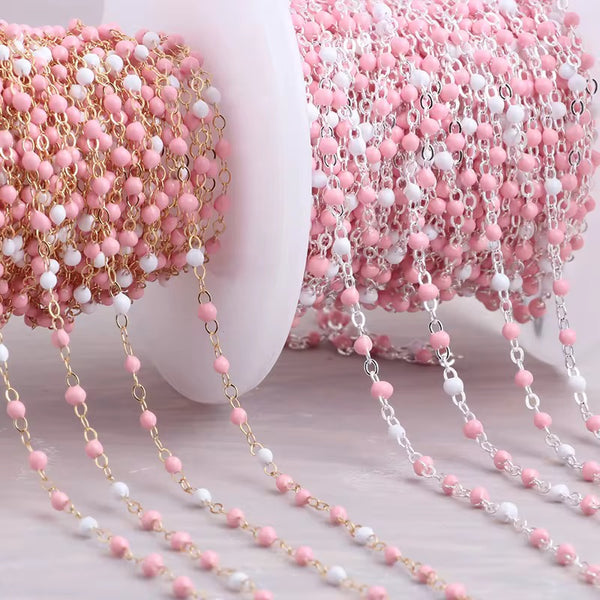 1.5mm Candyfloss Enamel Cable chain (sterling silver and gold filled)