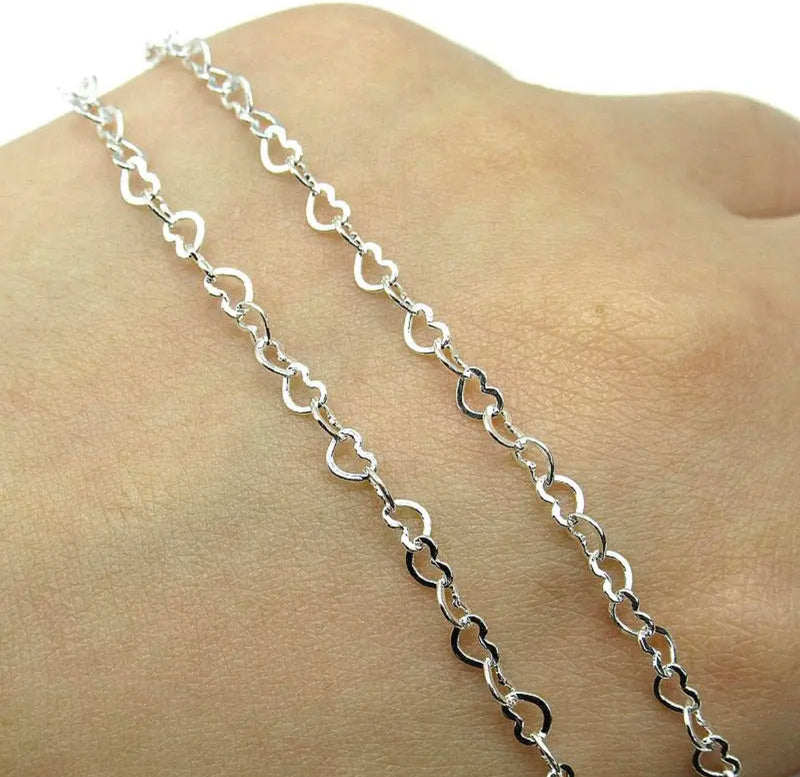 Sterling silver Heart Chain 3x4mm
