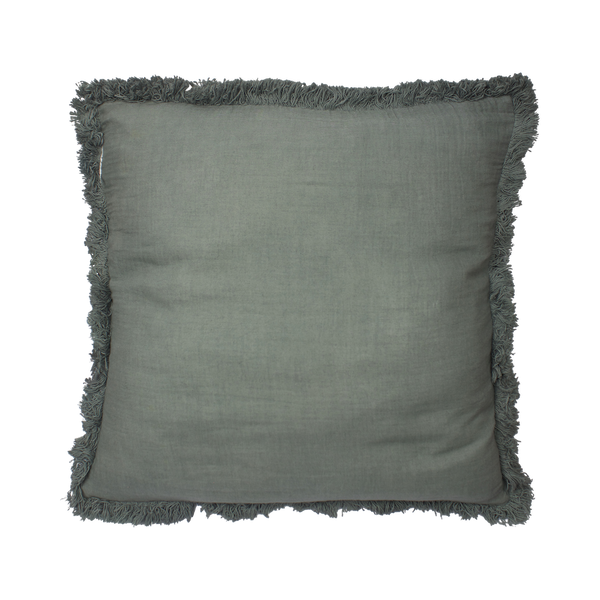 Teal Fringed Cushion