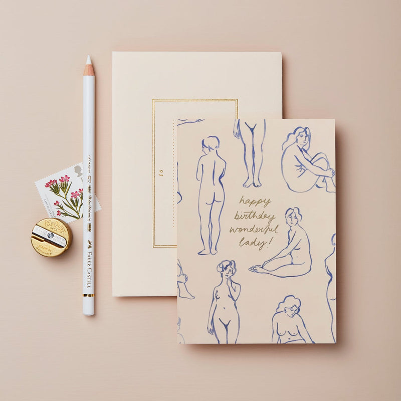 Wanderlust Blue Nudes 'Happy Birthday' Card