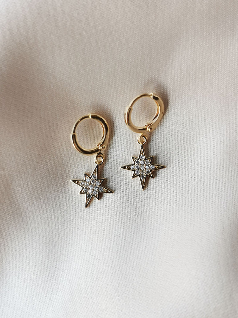 North Star 14k Gold Plated Huggie earrings