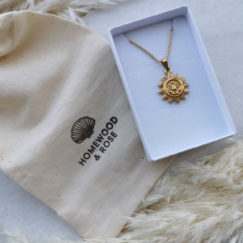 Sun & Sea Custom Gold Plated Necklace (Starfish, Shell, Horn, Sun)